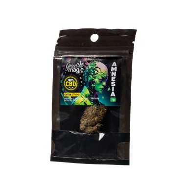 GREEN MAGIC ΠΡΟΙΟΝ ΚΑΝΑΒΗΣ ΣΕ ΣΑΚΟΥΛΑΚΙ 1G AMNESIA (100% CBD)