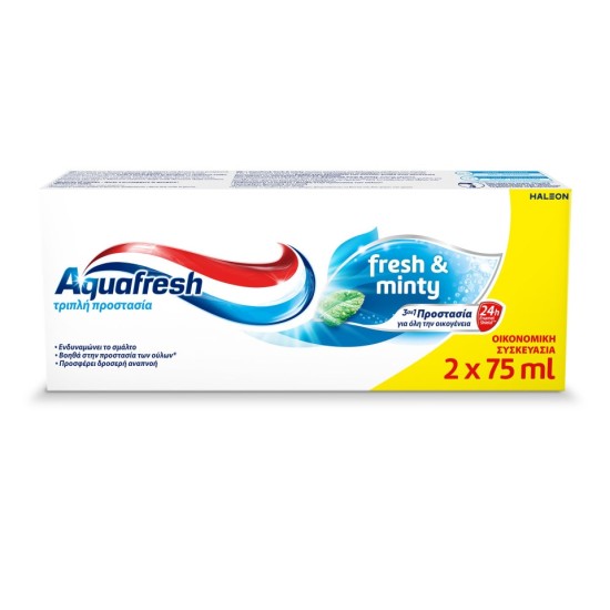 AQUAFRESH 2TEM X 75ml ΟΔΟΝΤΟΚΡΕΜΑ MENTA FRESCA (FRESH&MINTY)