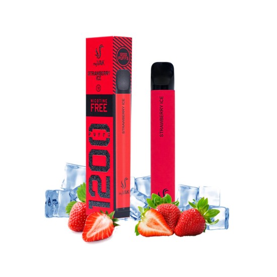 VAK ΗΛΕΚΤΡΟΝΙΚΟ ΤΣΙΓΑΡΟ (1200 PUFFS) STRAWBERRY ICE 3,2ML Nicotine FREE