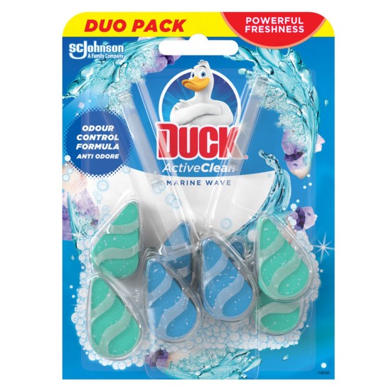 DUCK 2X38.6GR DUO PACK ΑΠΟΣΜΗΤΙΚΟ WC ACTIVE CLEAN MARINE WAVE