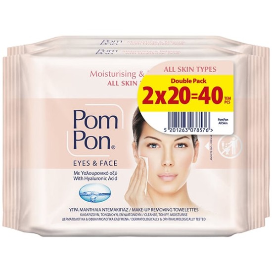 POM POΝ ΥΓΡΑ ΜΑΝΤΗΛΑΚΙΑ ΑΦΑΙΡΕΣΗΣ ΜΑΚΙΓΙΑΖ EYES & FACE 2X20τεμ