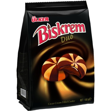 ULKER BISKREM DUO ΜΠΙΣΚΟΤΟ ΜΕ ΓΕΜΙΣΗ ΚΡΕΜΑ ΚΑΚΑΟ 150gr