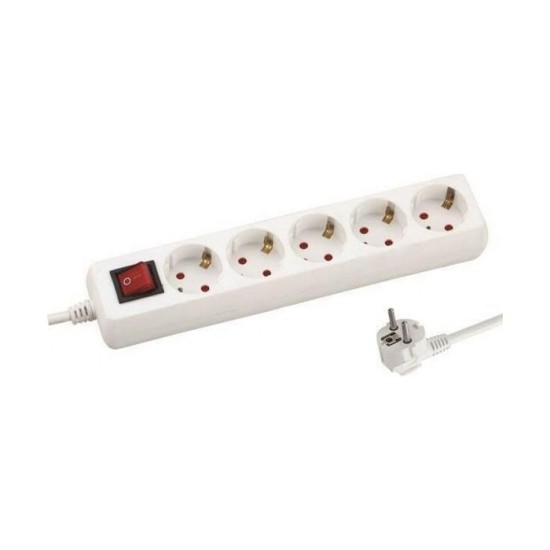 TNS ΠΟΛΥΜΠΡΙΖΟ 5 ΘΕΣΕΩΝ ΜΕ 1,5m ΚΑΛΩΔΙΟ ΑΣΠΡΟ