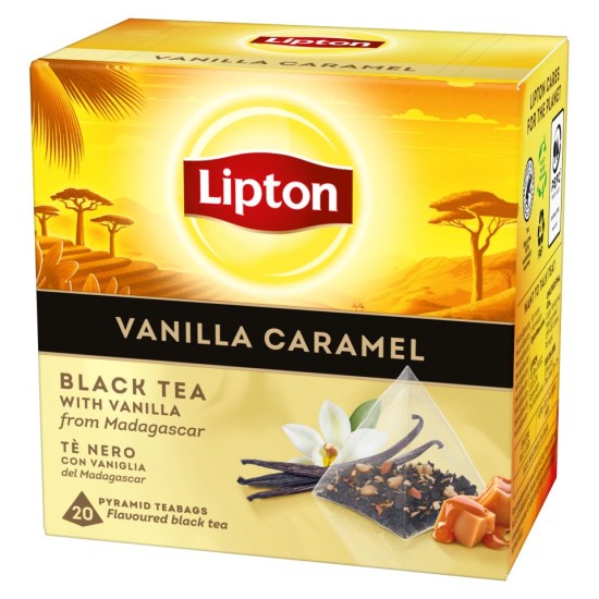 LIPTON  ΜΑΥΡΟ ΤΣΑΙ ΜΕ ΒΑΝΙΛΙΑ & ΚΑΡΑΜΕΛΑ 20 ΦΑΚΕΛΑΚΙΑ ΠΥΡΑΜΙΔΑ 34gr