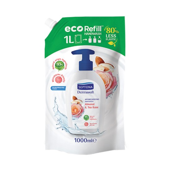 SEPTONA DERMASOFT ΚΡΕΜΟΣΑΠΟΥΝΟ REFILL 1lt ALMOND & TEA ROSE