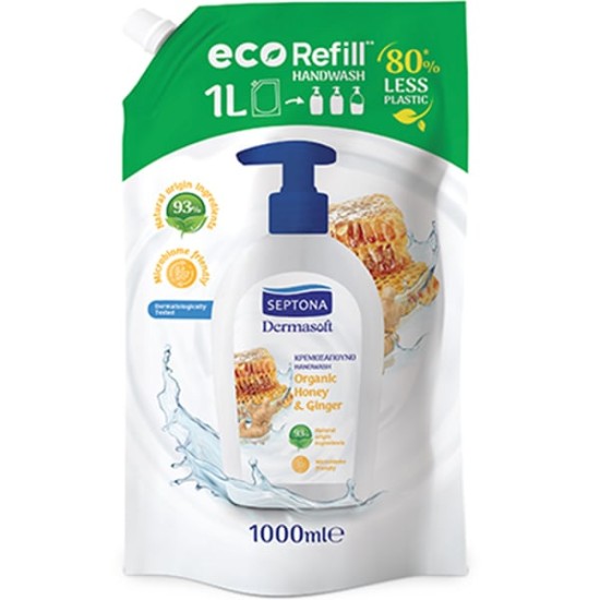 SEPTONA DERMASOFT ΚΡΕΜΟΣΑΠΟΥΝΟ REFILL 1lt HONEY & GINGER