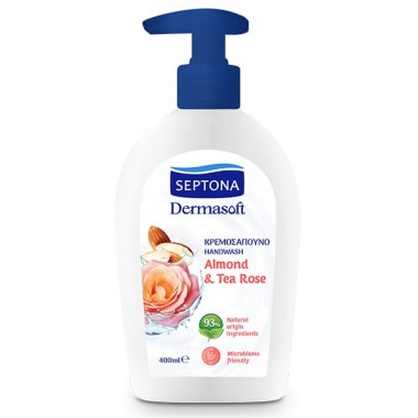 SEPTONA DERMASOFT ΚΡΕΜΟΣΑΠΟΥΝΟ ΑΝΤΛΙΑ 400ml ALMOND & TEA ROSE