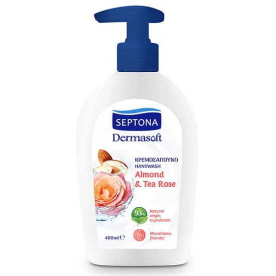 SEPTONA DERMASOFT ΚΡΕΜΟΣΑΠΟΥΝΟ ΑΝΤΛΙΑ 400ml ALMOND & TEA ROSE