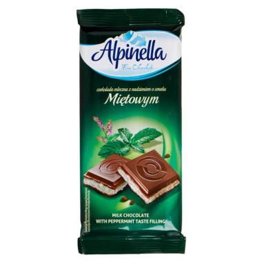 ALPINELLA ΣΟΚΟΛΑΤΑ 100gr ΓΑΛΑΚΤΟΣ ΜΕ ΚΡΕΜΑ ΜΕΝΤΑ