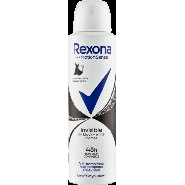 REXONA BODY SPRAY 150ml INVISIBLE BLACK N WHITE 48H