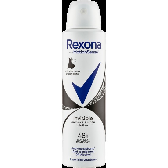 REXONA BODY SPRAY 150ml INVISIBLE BLACK N WHITE 48H
