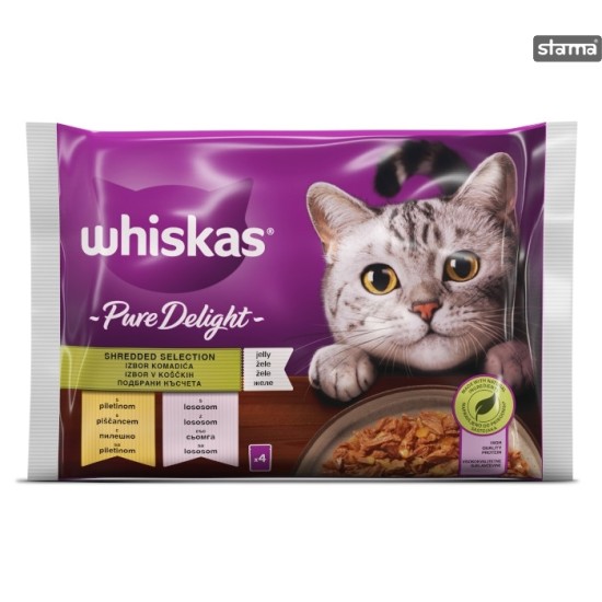 WHISKAS ΥΓΡΗ ΤΡΟΦΗ ΓΑΤΑΣ 4X85GR ΦΑΚΕΛΟΣ DELIGHT ΚΟΤΟΠΟΥΛΟ & ΣΟΛΟΜΟΣ