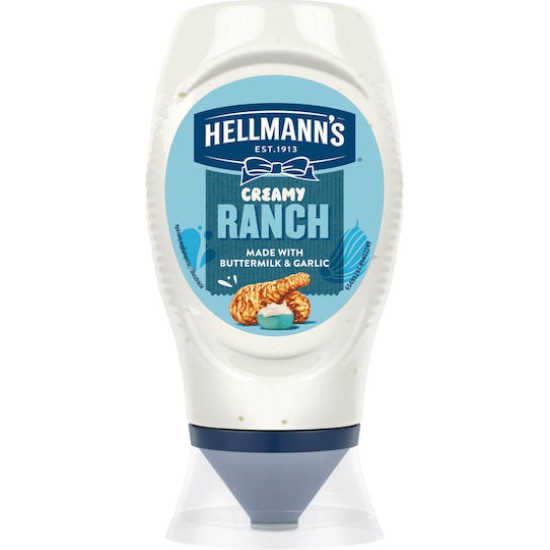 HELLMANN'S CREAMY RANCH SAUCE 250ML TOP DOWN