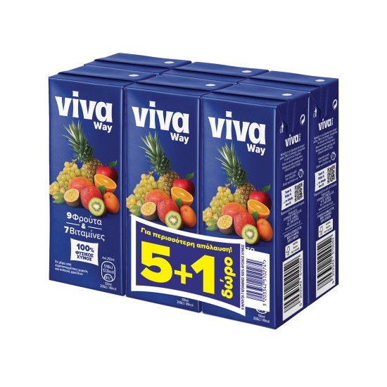 VIVA WAY ΦΥΣΙΚΟΣ ΧΥΜΟΣ 9 ΦΡΟΥΤΩΝ 250ml (5+1 ΔΩΡΟ)