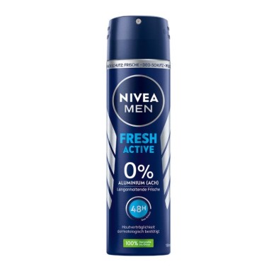 NIVEA BODY SPRAY MEN 150ml FRESH ACTIVE 0% ALUMINUM