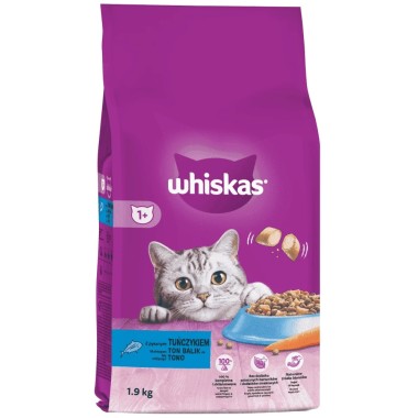 WHISKAS ADULT ΞΗΡΑ ΤΡΟΦΗ ΓΑΤΑΣ 1.9kg ΜΕ ΤΟΝΟ