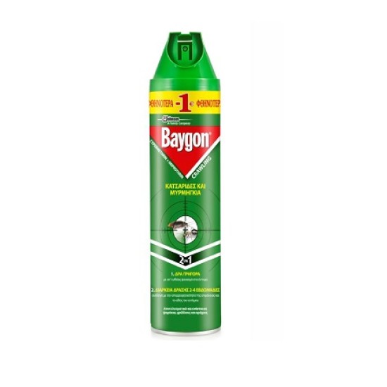 BAYGON SPRAY 400ml ΓΙΑ ΚΑΤΣΑΡΙΔΕΣ+ΜΥΡΜΗΓΚΙΑ