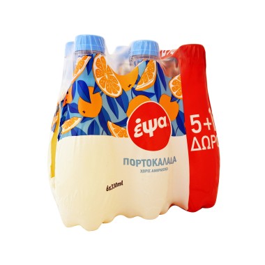 ΕΨΑ (6ΑΔΕΣ) ΠΟΡΤΟΚΑΛΑΔΑ ΧΩΡΙΣ ΑΝΘΡΑΚΙΚΟ 330ml 5+1 ΜΠΟΥΚΑΛΙ ΠΛΑΣΤΙΚΟ