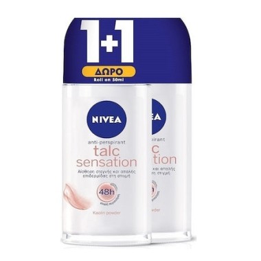 NIVEA ROLL ON 50ml WOMAN 1+1 ΔΩΡΟ TALC SENSATION