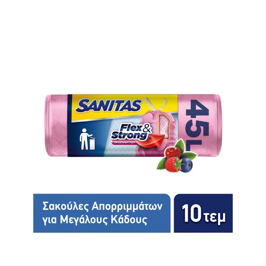 SANITAS ΣΑΚΟΥΛΑ ΑΠΟΡΡΙΜΑΤΩΝ FLEX&STRONG SWEET BERRY 45L (52*75) 10ΤΕΜ