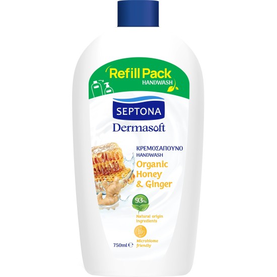 SEPTONA DERMASOFT ΚΡΕΜΟΣΑΠΟΥΝΟ REFILL PACK 750ml HONEY & GINGER