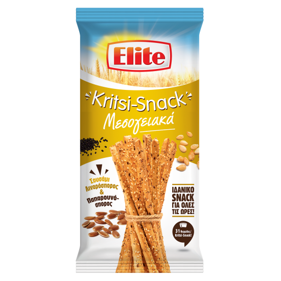 ELITE KRITSI-SNACK ΚΡΙΤΣΙΝΙΑ ΜΕΣΟΓΕΙΑΚΑ ΜΕ ΣΟΥΣΑΜΙ ΚΑΙ ΛΙΝΑΡΟΣΠΟΡΟ 125GR