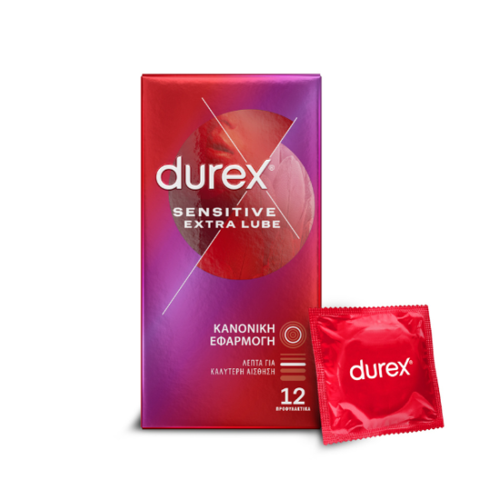 DUREX 12τεμ SENSITIVE EXTRA LUBE (ΚΑΝΟΝΙΚΗ ΕΦΑΡΜΟΓΗ)