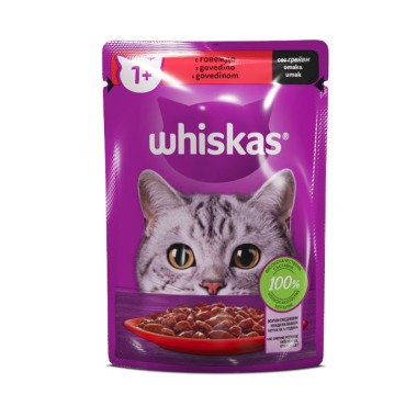 WHISKAS CAT 85GR ΦΑΚΕΛΟΣ PREMIUM 1+ ΜΟΣΧΑΡΙ