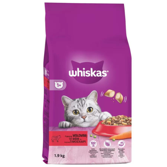 WHISKAS ADULT ΞΗΡΑ ΤΡΟΦΗ ΓΑΤΑΣ 1.9kg ΜΕ ΜΟΣΧΑΡΙ