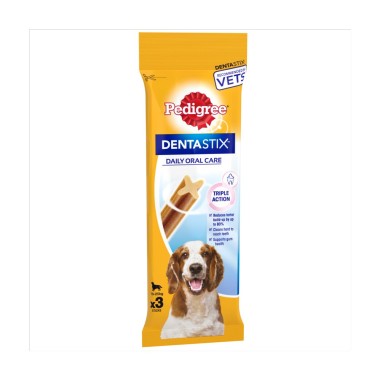PEDIGREE DENTASTIX 77gr ΓΙΑ ΜΕΣΑΙΑ ΣΚΥΛΙΑ (10-25kg) 3ΤΕΜ