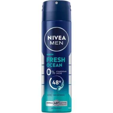 NIVEA BODY SPRAY MEN 150ml FRESH OCEAN 0% ALUMINUM