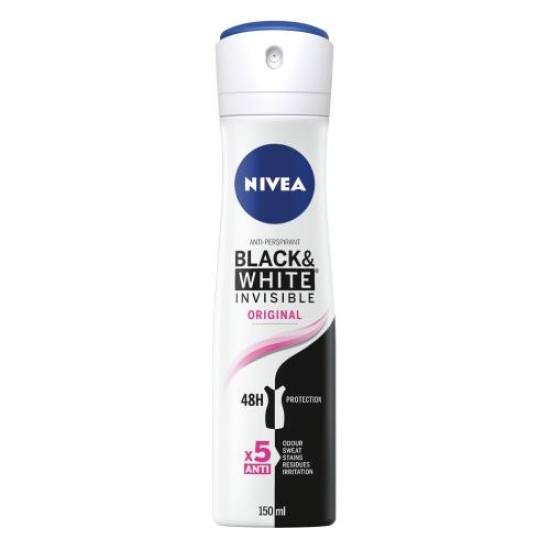 NIVEA BODY SPRAY WOMEN 150ml INVISINBE BLACK&WHITE ORIGINAL