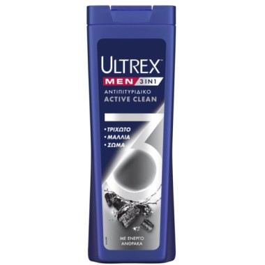 ULTREX SHAMPOO ΑΝΤ/ΔΙΚΟ 360ml MEN 3 IN 1 ACTIVE CLEAN