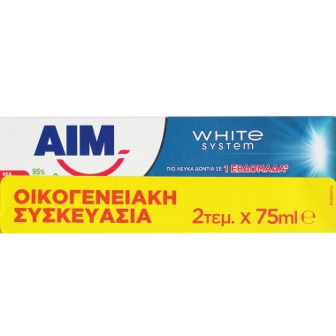 AIM ΟΔΟΝΤΟΚΡΕΜΑ 2Χ75ML WHITE SYSTEM