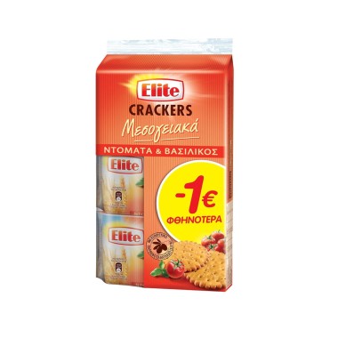 ELITE CRACKERS ΝΤΟΜΑΤΑ & ΒΑΣΙΛΙΚΟΣ 3χ105gr