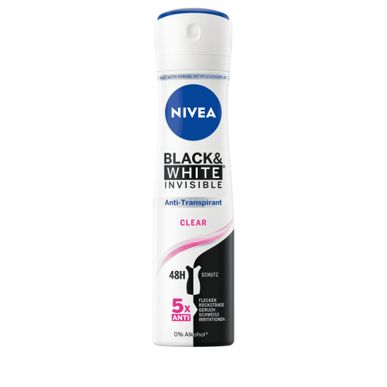 NIVEA BODY SPRAY WOMEN 150ml INVISINBE BLACK&WHITE CLEAR