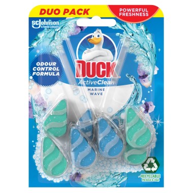 DUCK 2X38.6GR DUO PACK ΑΠΟΣΜΗΤΙΚΟ WC ACTIVE CLEAN MARINE WAVE