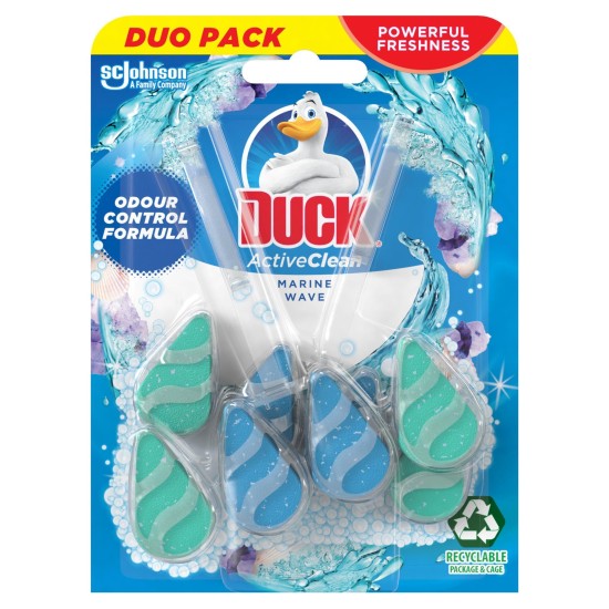 DUCK 2X38.6GR DUO PACK ΑΠΟΣΜΗΤΙΚΟ WC ACTIVE CLEAN MARINE WAVE