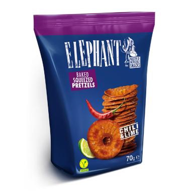 ELEPHANT BAKES SQUEEZED PRETZELS CHILI&LIME 70GR