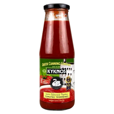 KYKNOS 680GR ΤΟΜΑΤΕΣ ΤΡΙΜΜΕΝΕΣ ΓΥΑΛΙΝΟ