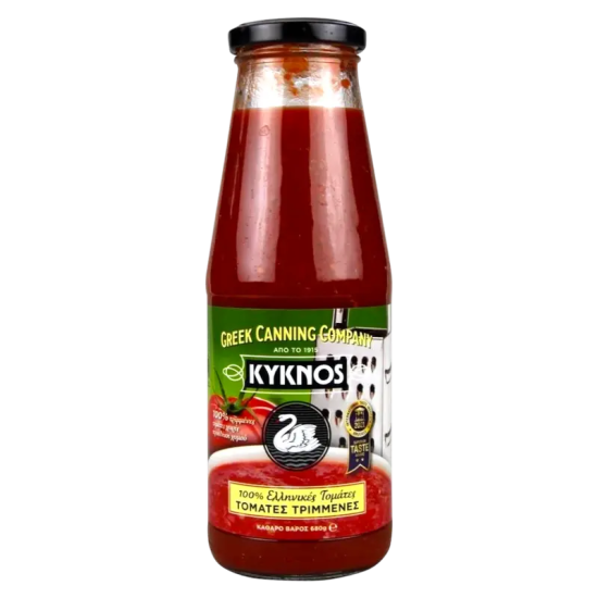 KYKNOS 680GR ΤΟΜΑΤΕΣ ΤΡΙΜΜΕΝΕΣ ΓΥΑΛΙΝΟ