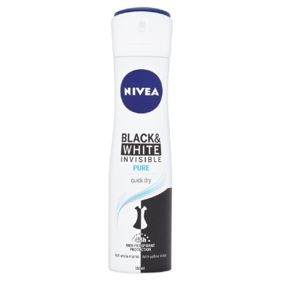 NIVEA BODY SPRAY WOMEN 150ml BLACK&WHITE PURE