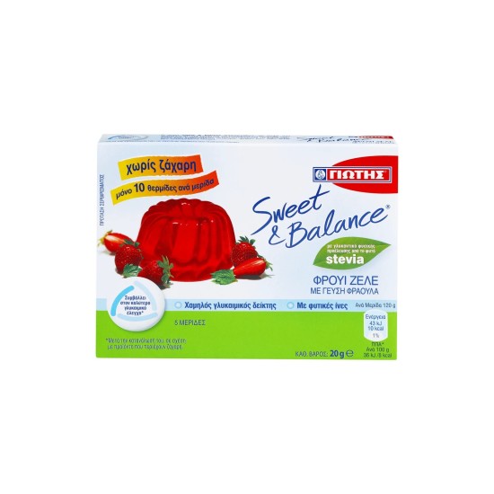 ΓΙΩΤΗΣ SWEET & BALANCE ΦΡΟΥΙ ΖΕΛΕ ΦΡΑΟΥΛΑ STEVIA 20gr