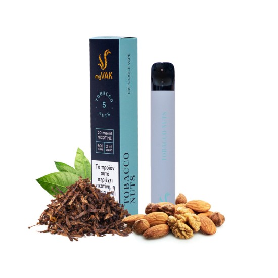 VAK ΗΛΕΚΤΡΟΝΙΚΟ ΤΣΙΓΑΡΟ TOBACCO NUTS 2ML (600 PUFFS) 20mg Nicotine