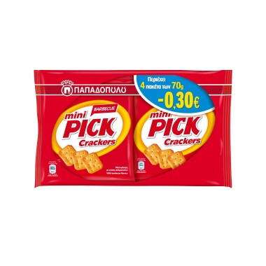 ΠΑΠΑΔΟΠΟΥΛΟΥ PICK CRACKERS MINI BBQ 4Χ70GR (-30Λ)