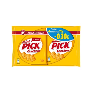 ΠΑΠΑΔΟΠΟΥΛΟΥ PICK CRACKERS MINI ΚΛΑΣΙΚΑ 4Χ70GR (-30Λ)