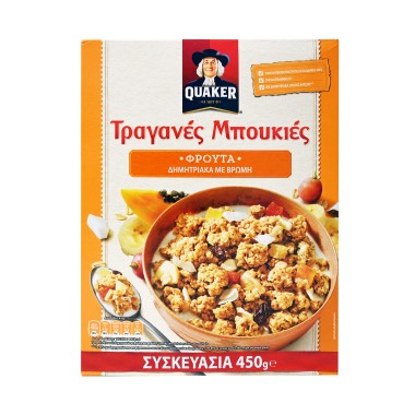 QUAKER ΔΗΜΗΤΡΙΑΚΑ 450gr ΤΡΑΓΑΝΕΣ ΜΠΟΥΚΙΕΣ ΜΕ ΦΡΟΥΤΑ