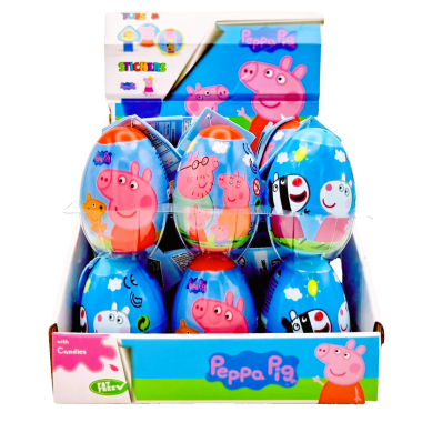 ΑΥΓΟΥΛΑΚΙ ΜΕ ΠΑΙΧΝΙΔΙ ΚΑΙ ΑΥΤΟΚΟΛΛΗΤΑ PEPPA PIG DISPLAY 24ΤΕΜ