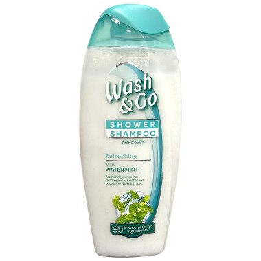 WASH & GO SHAMPOO 250ml - REFRESHING WITH MINT 95% NATURAL