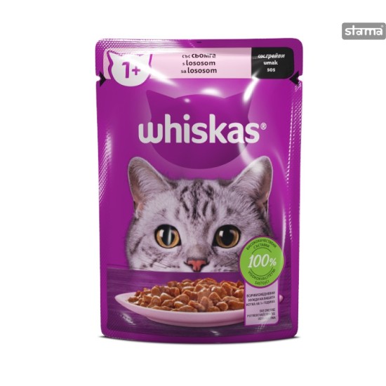 WHISKAS CAT 85GR ΦΑΚΕΛΟΣ PREMIUM 1+ ΣΟΛΩΜΟΣ